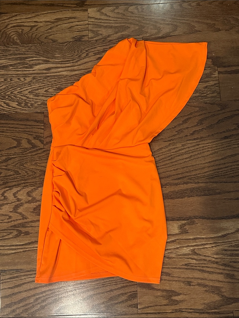 One-Shoulder Orange Cocktail Dress